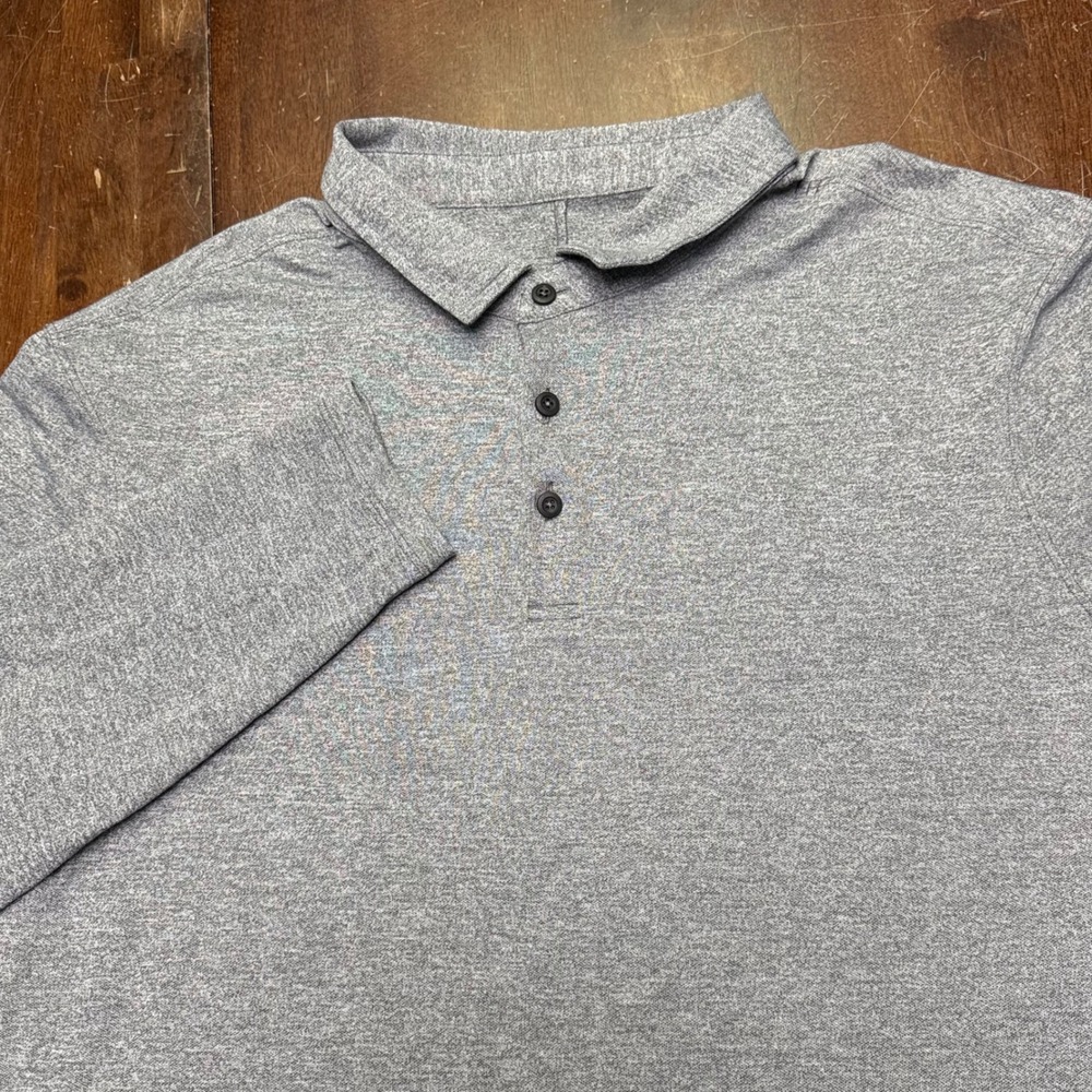 Lululemon Evolution Polo Long Sleeve Mens XL Gray Heathered Tech Shirt